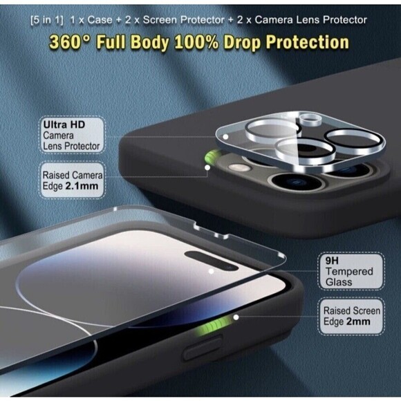 5-IN-1 iPhone 14 Plus Case w/ 2X Screen & Camera Lens Protectors, Elegant Purple - Picture 3 of 6